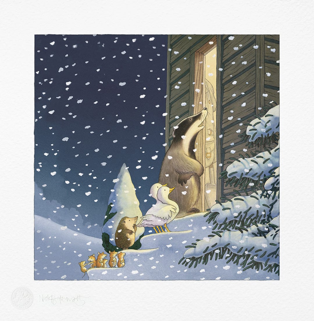 Percy The Park Keeper Signed Print New and exclusive! Fine art print One Snowy Night - embossed and signed