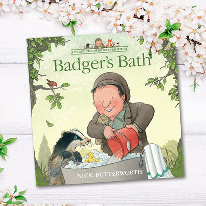 Percy The Park Keeper Books EXCLUSIVE Pre-order! Badger's Bath - signed book and print