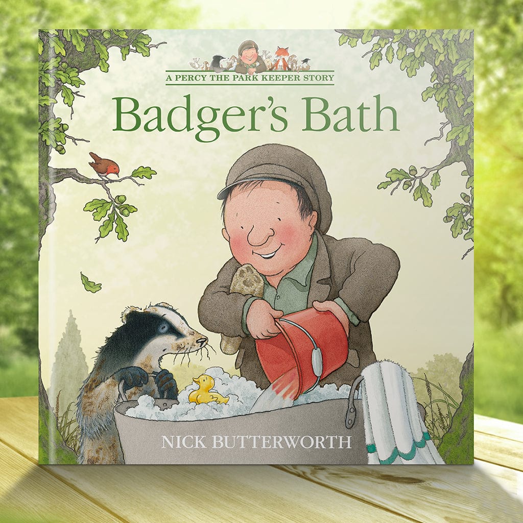 Percy The Park Keeper Books EXCLUSIVE Pre-order! Badger's Bath - signed book and print