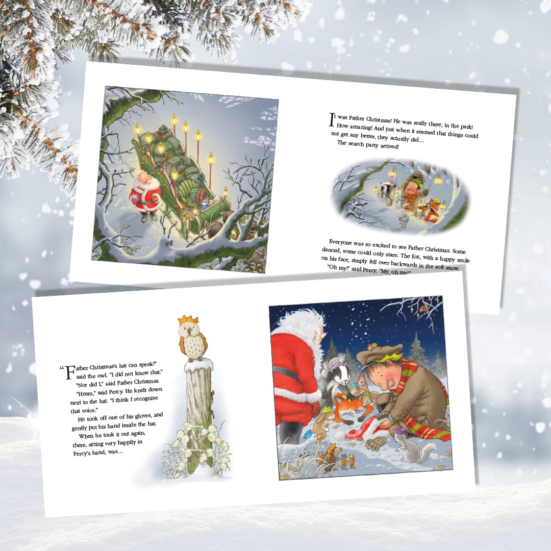 Percy The Park Keeper Books One Christmas Eve with book plate - limited edition hardback book - signed by Nick Butterworth