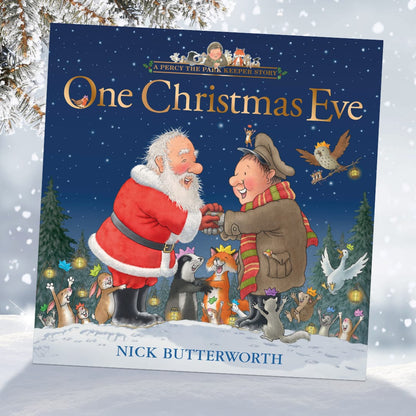 Percy The Park Keeper Books One Christmas Eve with book plate - limited edition hardback book - signed by Nick Butterworth