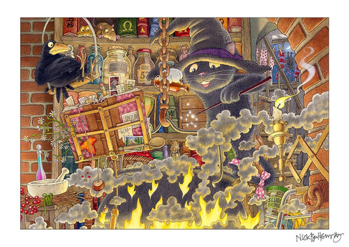 Percy The Park Keeper Signed Print Exclusive print! Trixie the witches cat cauldron print