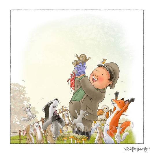 Percy The Park Keeper Signed Print Exclusive signed print - A Flying Visit - limited to 150 prints