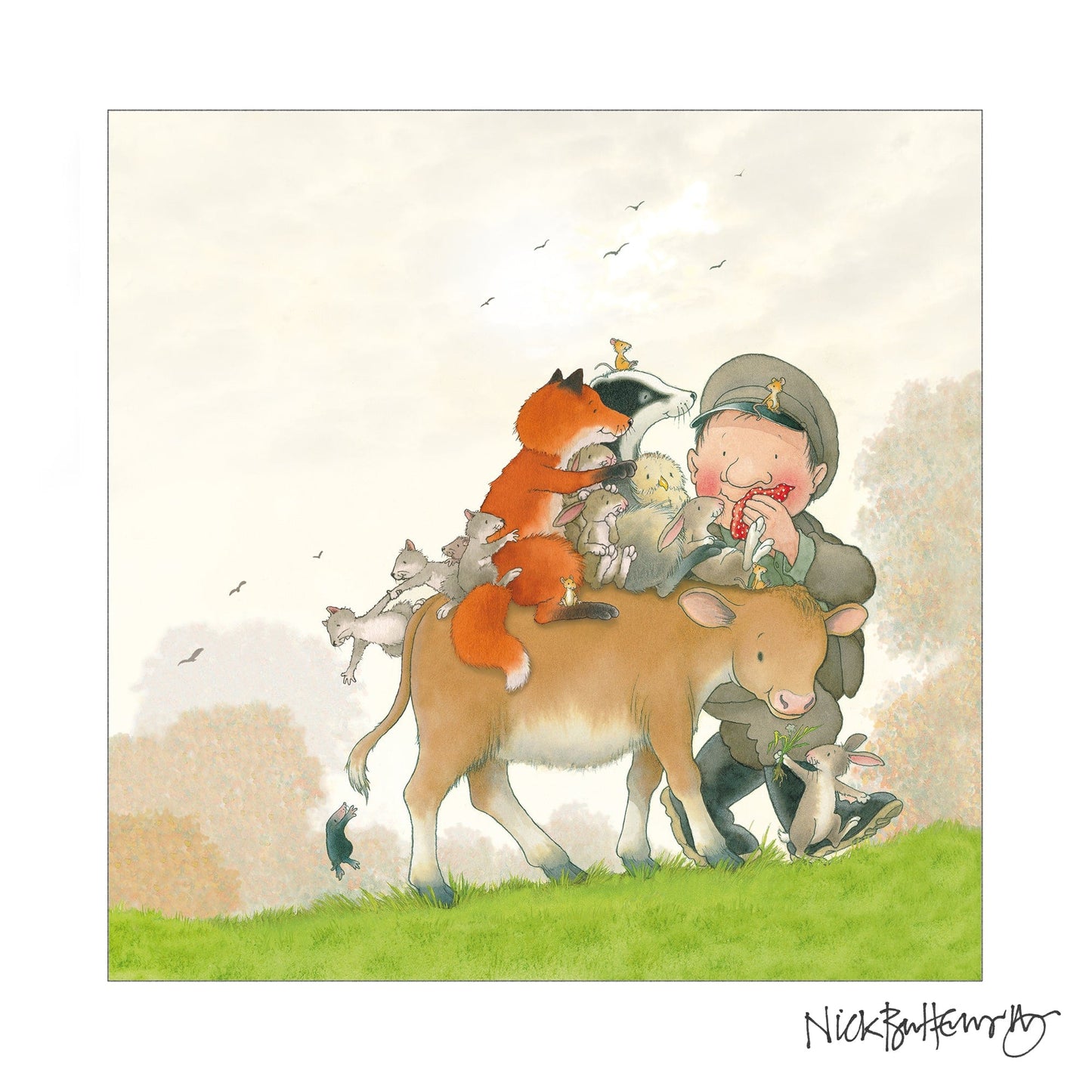 Percy The Park Keeper Signed Print EXCLUSIVE! Treasure Hunt print signed by Nick Butterworth 29.7cm x 29.7cm