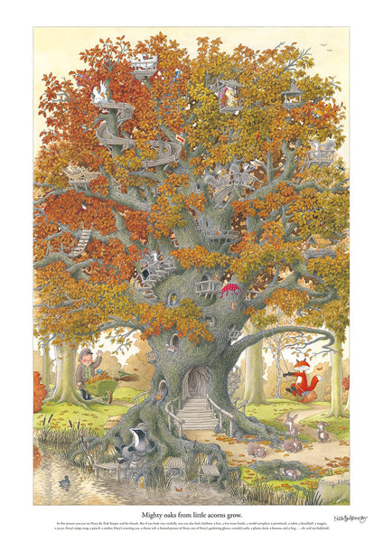 Percy The Park Keeper Signed Print New and exclusive! Giant After The Storm tree print - signed by Nick Butterworth (A0 size)