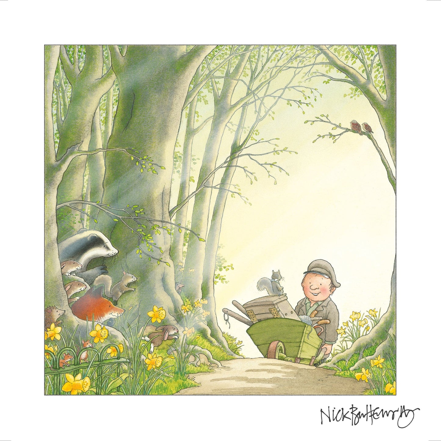 Percy The Park Keeper Signed Print The Secret Path EXCLUSIVE print signed by Nick Butterworth 29.7cm x 29.7cm
