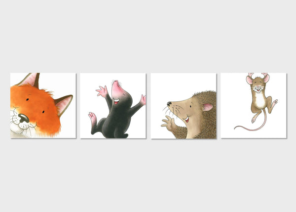 Percy The Park Keeper Art Print Percy's friends collection - set of four art prints (A3 width)