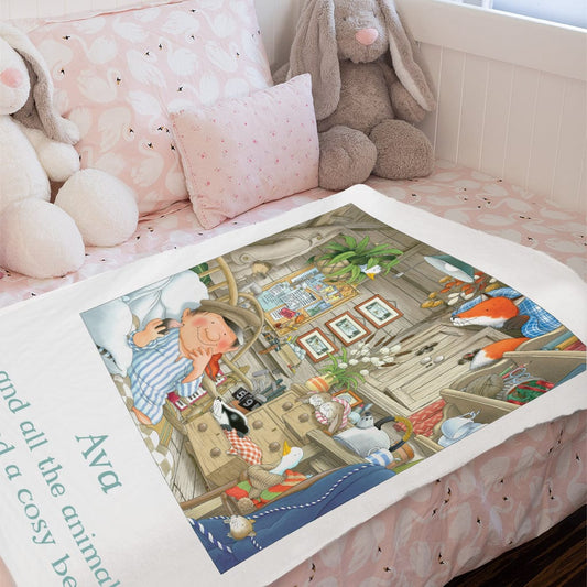 Percy The Park Keeper blanket One Snowy Night - personalised fleece blanket