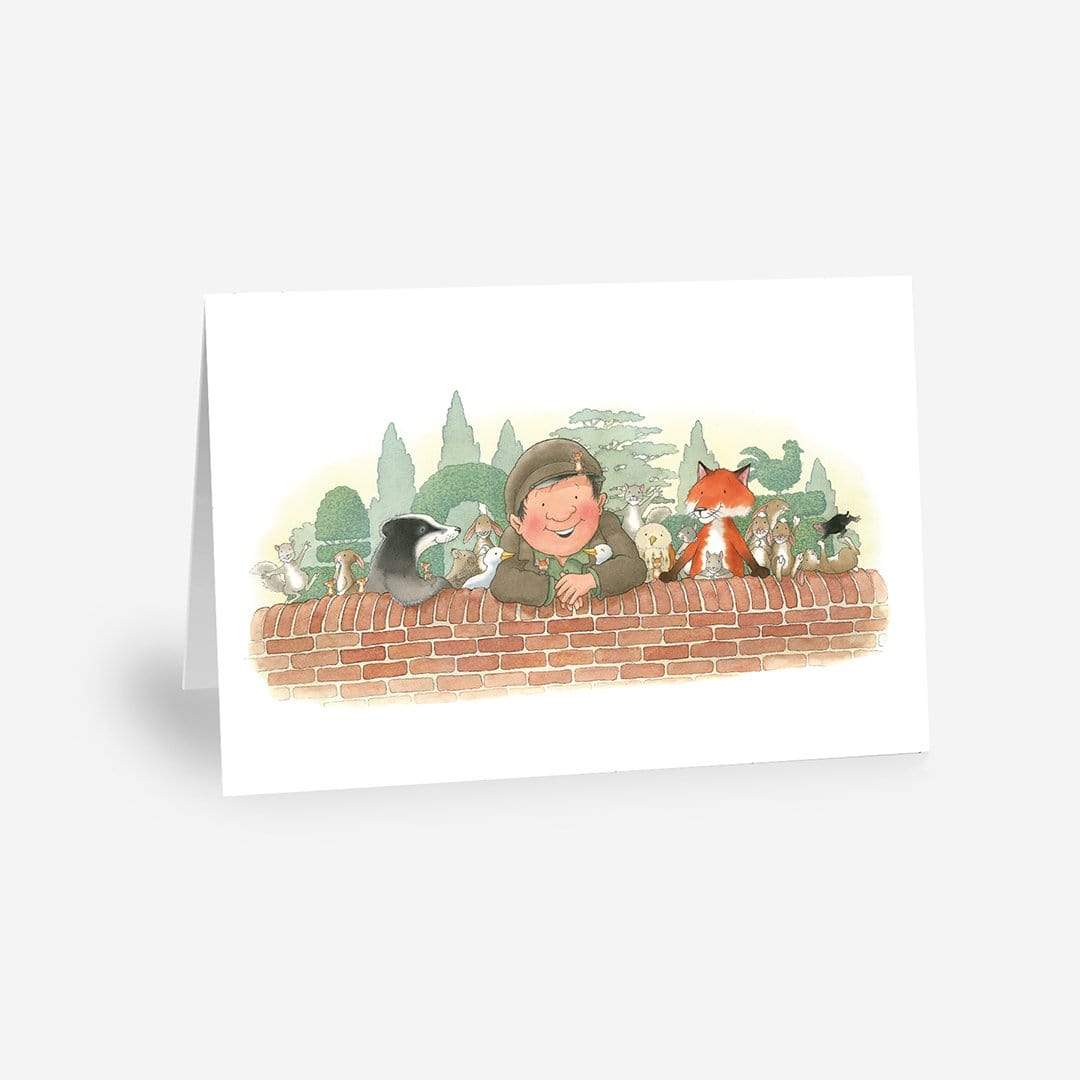 Percy The Park Keeper Greetings Card Animals at the Wall - A5 Greetings Card