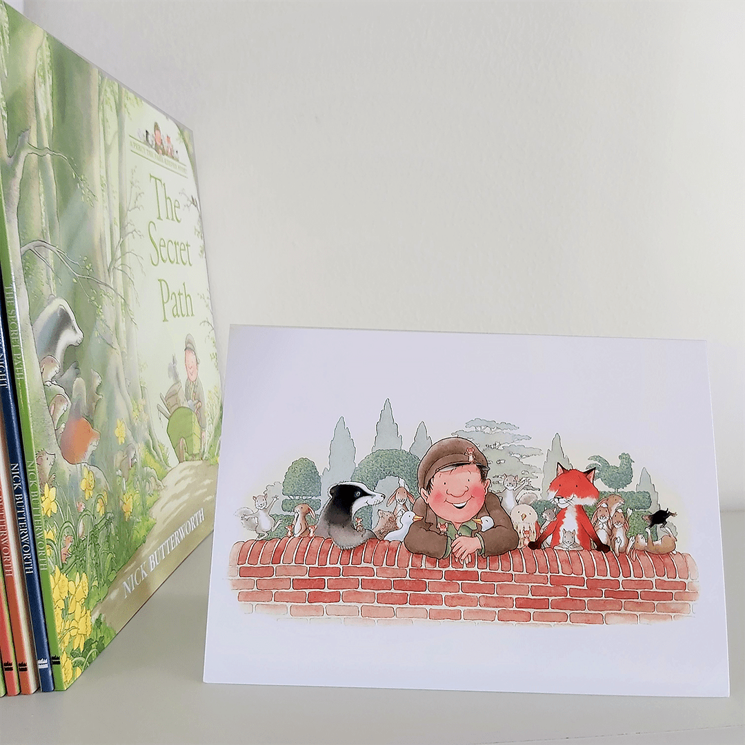 Percy The Park Keeper Greetings Card Animals at the Wall - A5 Greetings Card