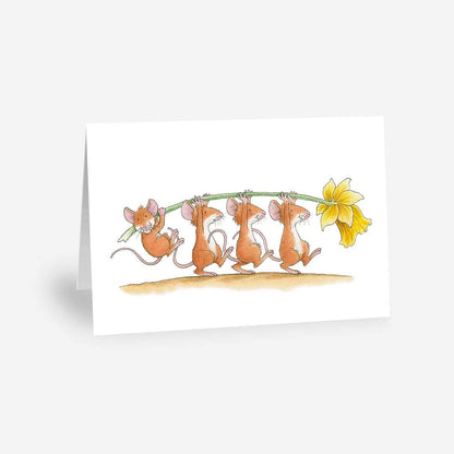 Percy The Park Keeper Greetings Card Mice and Daffodil - A5 Greetings Card