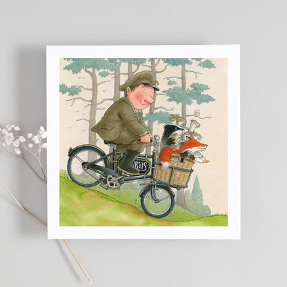 Percy The Park Keeper Greetings Card Percy and friends on a bicycle greeting cards - set of six