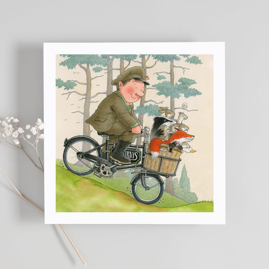 Percy The Park Keeper Greetings Card Percy and friends on a bicycle greeting cards - set of six