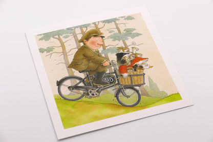 Percy The Park Keeper Greetings Card Percy and friends on a bicycle greeting cards - set of six
