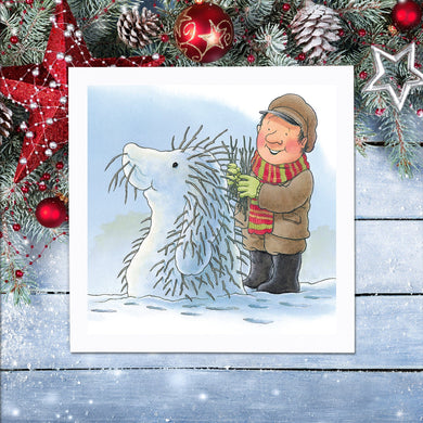 Percy The Park Keeper Greetings Card Percy and the snow hedgehog - Christmas card - set of eight