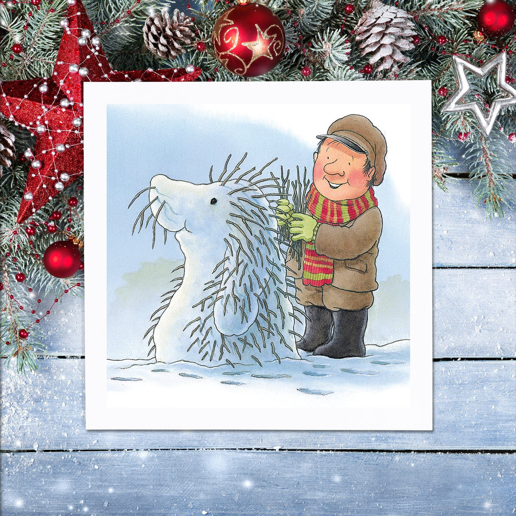 Percy The Park Keeper Greetings Card Percy and the snow hedgehog - Christmas card - set of eight
