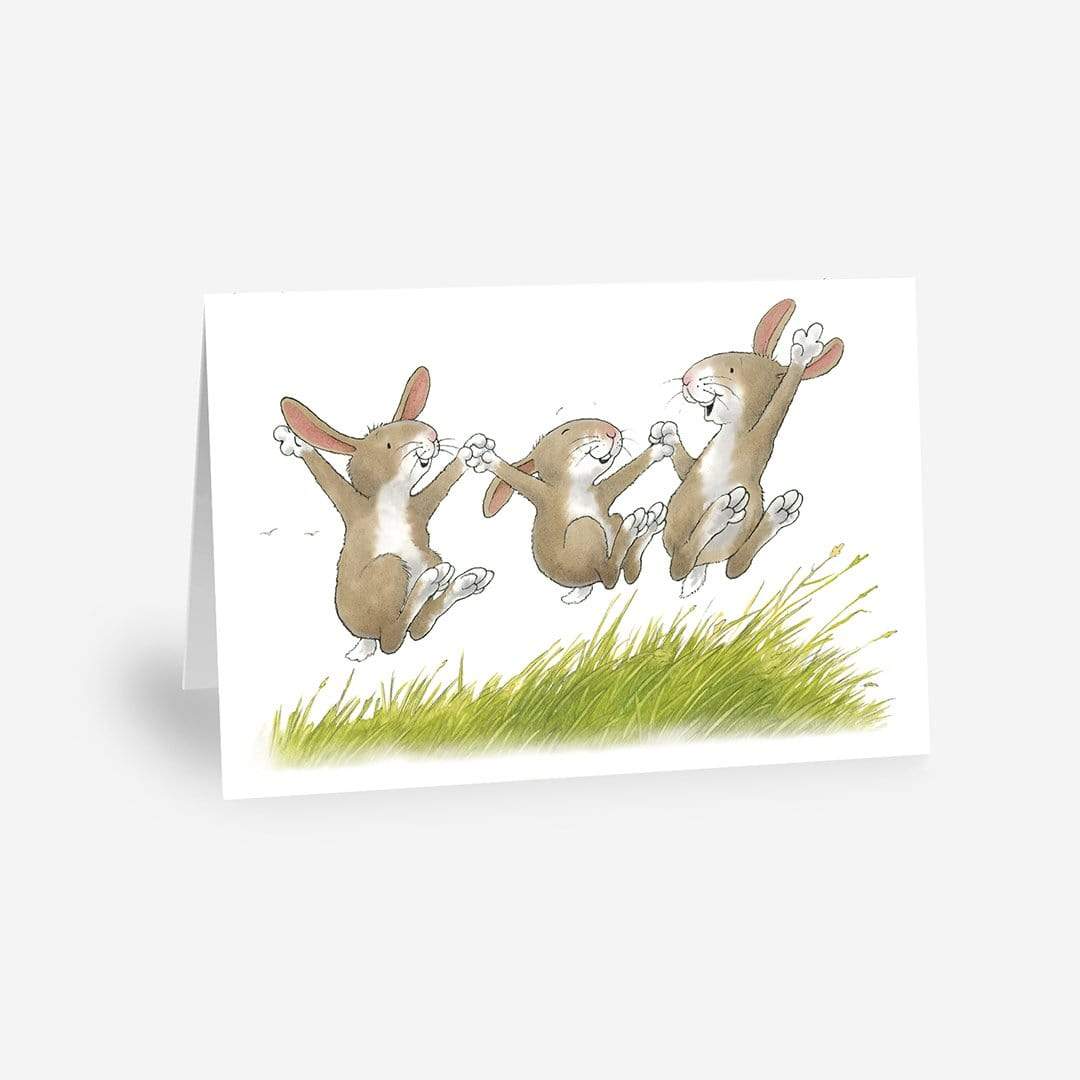Percy The Park Keeper Greetings Card Rabbits Leaping - A5 Greetings Card