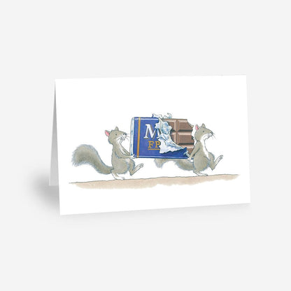 Percy The Park Keeper Greetings Card Squirrels and Chocolate - A5 Greetings Card