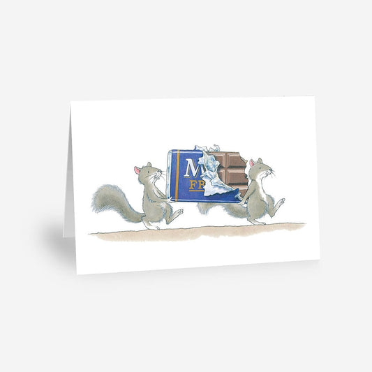 Percy The Park Keeper Greetings Card Squirrels and Chocolate - A5 Greetings Card