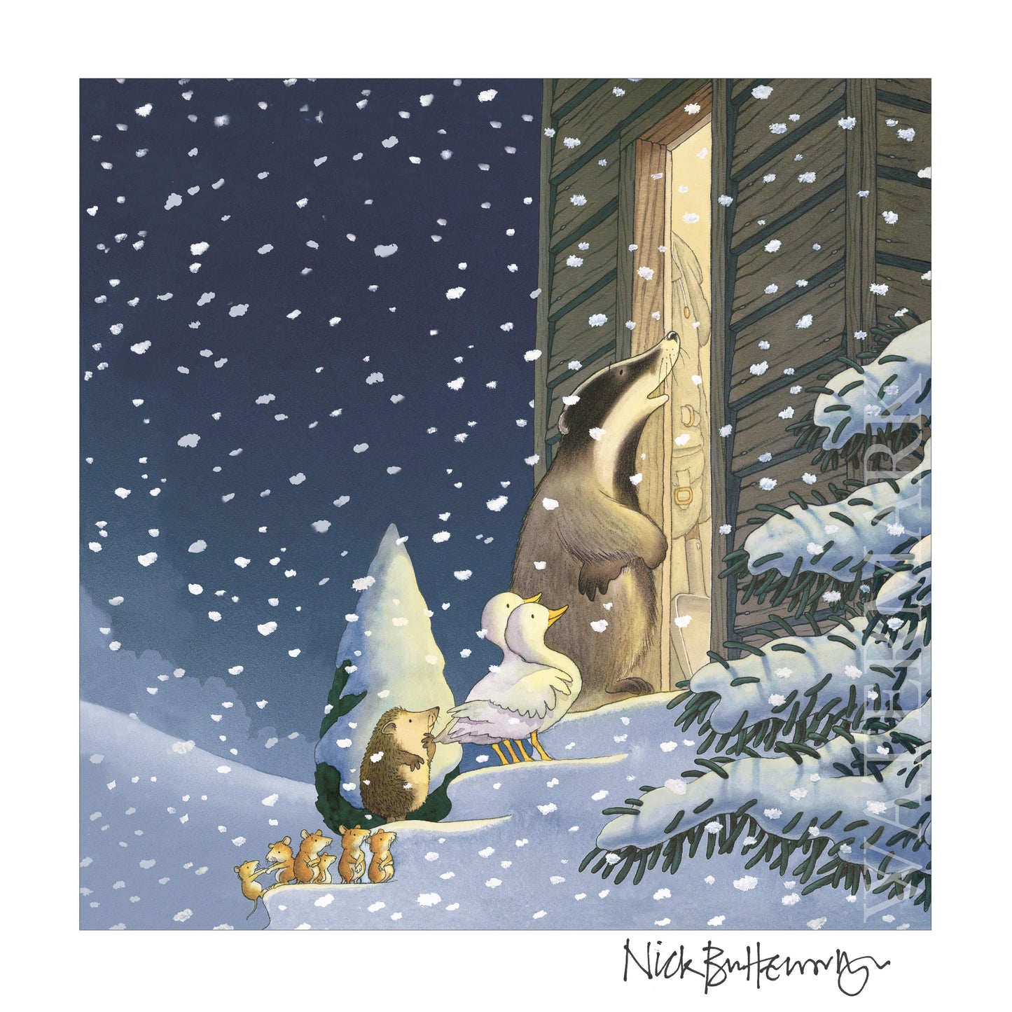 Percy The Park Keeper Signed Print One Snowy Night - cover print - signed by Nick Butterworth A3 width