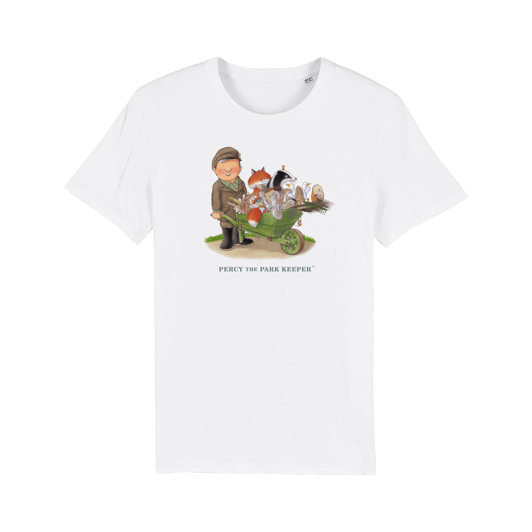 Percy The Park Keeper T-shirt Percy and his friends wheelbarrow T-shirt kids - white
